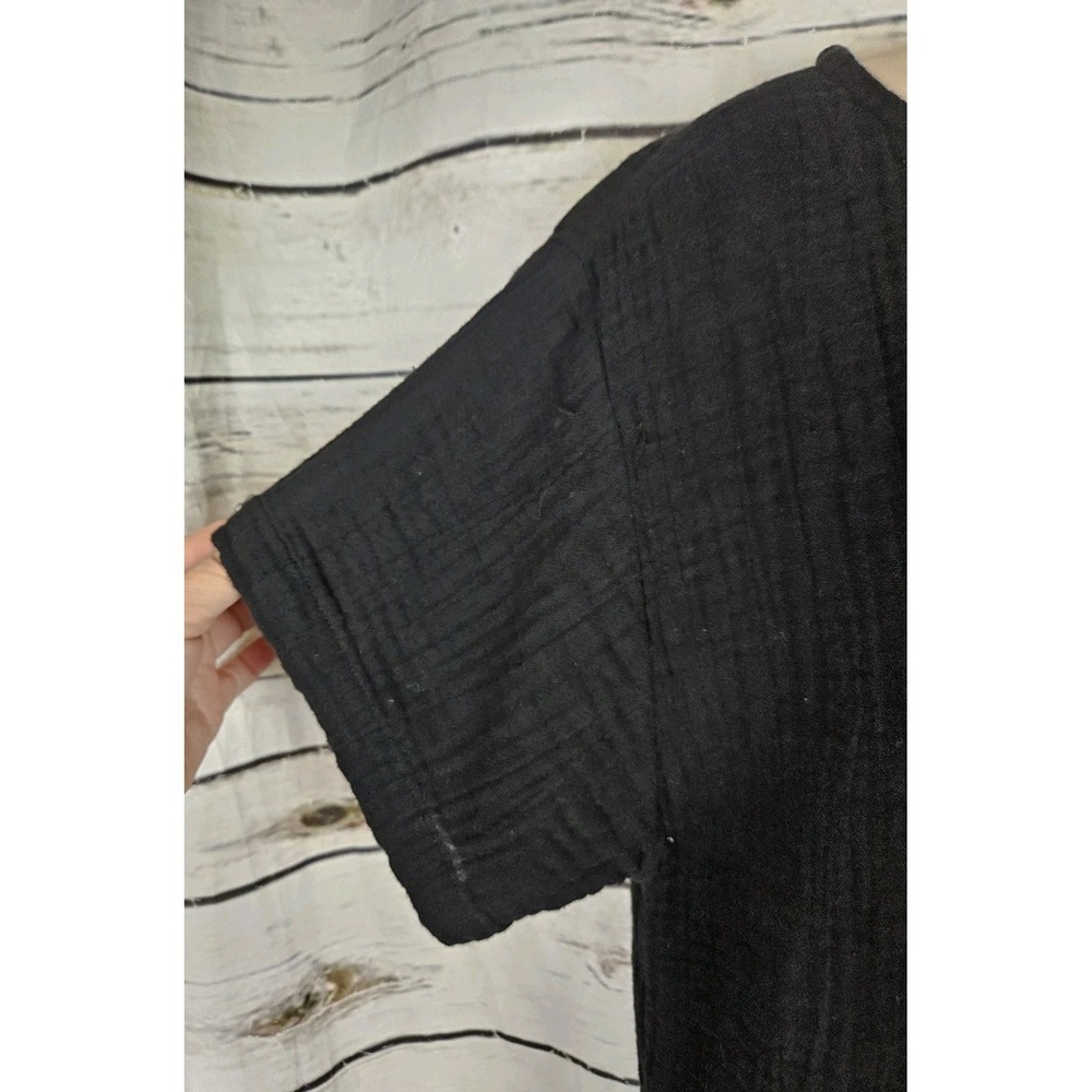 Eileen Fisher Black Cotton Gauze Romper L 100% Cotton One Piece Short Sleeves - Picture 4 of 8